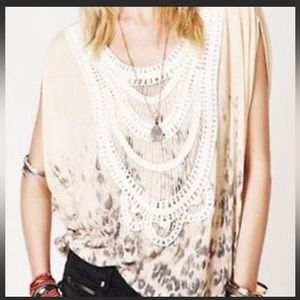 FREE PEOPLE BOHO FESTIVAL EMBROIDERED OVERSIZED FLOWY TOP